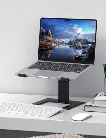 Підставка для ноутбука ALASHI, регульована висота, ергономічна, металева, чорна (10-15.6 дюймів)