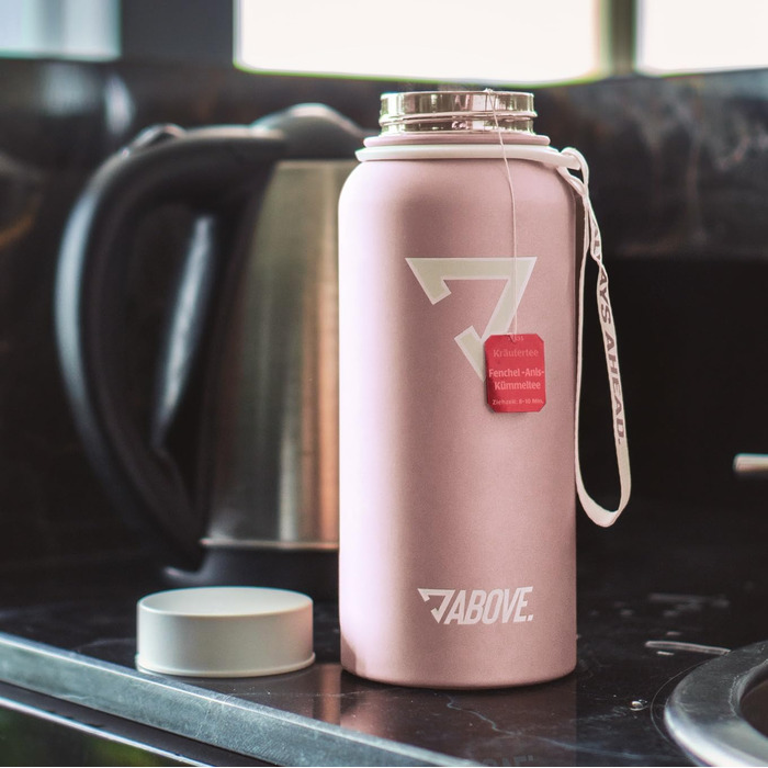 Термофляга сталева 1л ABOVE (Рожева) - BPA-FREE, ізольована, для фітнесу, спорту, подорожей. Зберігає тепло до 12 год, холод до 24 год.