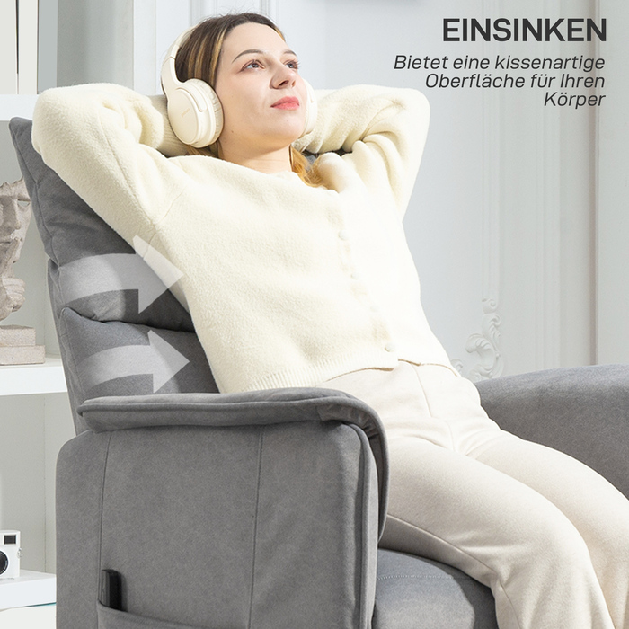 HOMCOM Electric Recliner TV Chair with Memory Function, Quiet Operation, Reclining Function, Adjustable Reclining Chair with Pet-Friendly Velvet-Like Fabric, Remote Control, Grey | Aosom