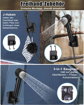 Портативний душ для кемпінгу Campingdusche 20л з USB-помпом, акамулятор 13000mAh для саду, подорожей, миття тварин