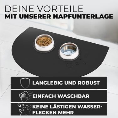 Підкладка під миску для котів та собак Miggo® Premium, чорна, 40x50 см, з екошкіри, неслизька