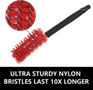 XSUPER Nylon Grill Brush, 3-in-1 Grill Brush and Scraper, Best Nylon Bristle Brushes, 45.7cm Grill Cleaning Brush for a Cool Grill, Scraper for Grill Grates, Universal Grill Accessories