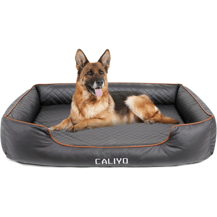Ортопедичне ліжко для собак Caliyo - Маленькі породи, Крісло-лежанка з екошкіри, Водонепроникне, Миюче, з Memory Foam, 85x63x20 см, Чорний