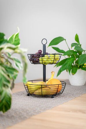 Auroni Етажерка Infinite: двоярусна етажерка для фруктів - стильний фруктовий кошик, H=33 см, D=24 см