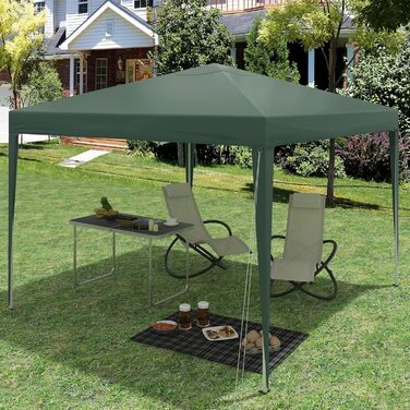WOLTU Pop-Up Pavilion Waterproof Folding Pavilion Sun Shade Event Pavilion Garden Pavilion for Terrace Camping Festival Pagoda Tent with Oxford Fabric and Metal Frame 3 x 3 m PVL0002be (Green)