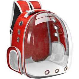 MagiDeal Преміум рюкзак-переноска для кота, велика прозора сумка-переноска для домашніх тварин, портативна вентильована переноска для кота/маленької собаки, водонепроникна для використання на вулиці (червона)