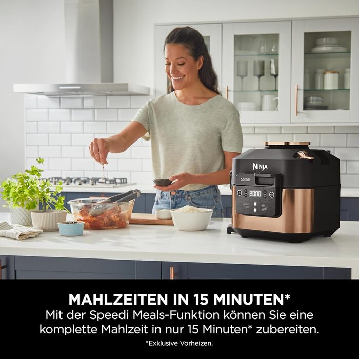Ninja Speedi Multi Cooker, 5.7L, 10-in-1 Multi Cooker, Air Fryer Hot Air Fryer, Slow Cooker Slow Cooking, Grilling, Baking, Black & Copper ON400EUCP