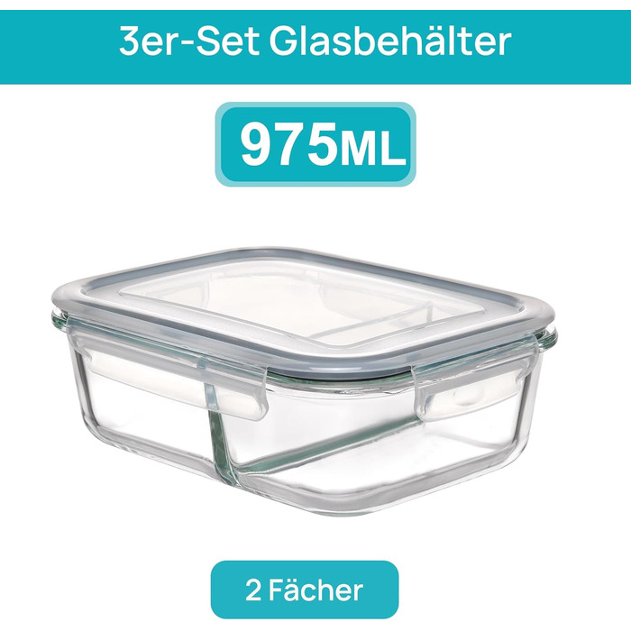 Набір контейнерів для їжі Vtopmart 15 шт. зі скла з кришкою, для зберігання, мікрохвильовки, морозильника та посудомийної машини