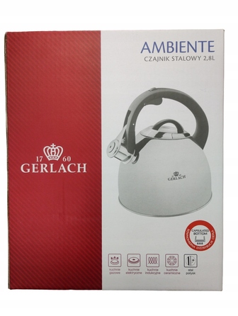 Традиційний сталевий чайник Gerlach, 2,8 л, сірий