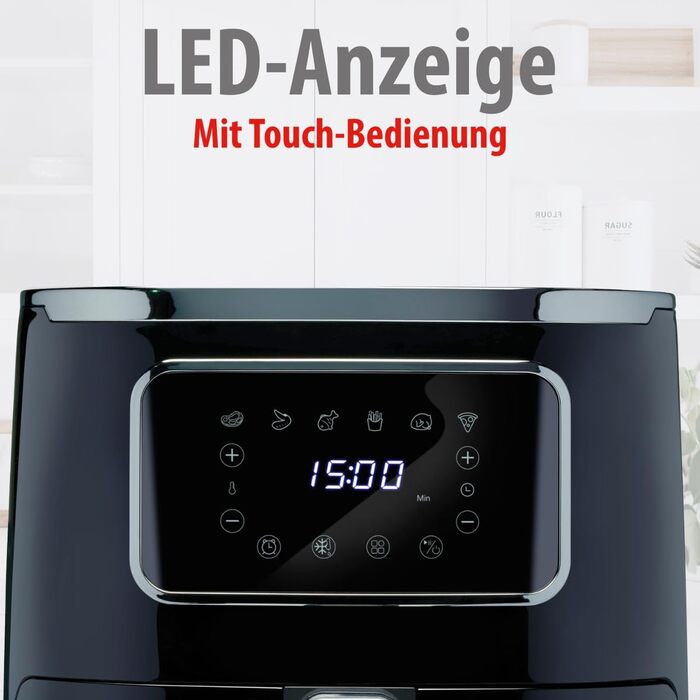 Фритюрниця Alpina Airfryer 4.5L з цифровим дисплеєм - фритюрниця без олії, 1450W, для 1-4 осіб, регулювання температури 80-200°C, таймер