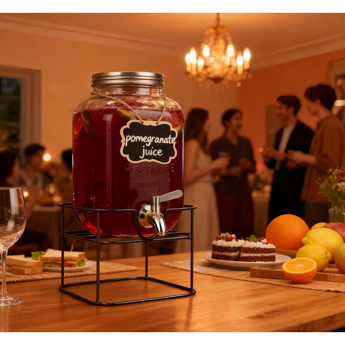 Скляний диспенсер для напоїв на 4.5л з краном (2 шт.) - для соку, води, коктейлів, вечірок