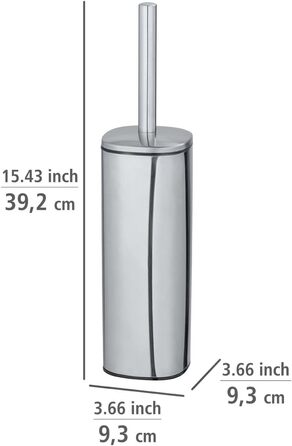 Набір для туалету WENKO Alassio: щітка для унітазу з нержавіючої сталі, знімний насаджувач Ø 8,5 см, чорний, 9,3 x 39,2 x 9,3 см