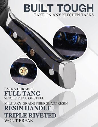 Ніж кухонний професійний Santoku WILDMOK 17 см, VG10 дамаська сталь, ергономічна рукоятка, для дому та ресторану