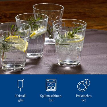 Villeroy & Boch – Dressed Up Water Glass Set, 4-Piece, 310 ml, Dishwasher-Safe, Special Drinking Glasses, Glasses for Water, Drinking Glass Set, Juice Glasses, Crystal Glass