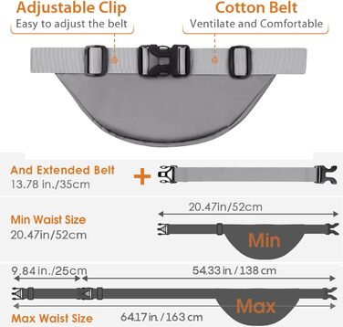 Чоловіча/Жіноча поясна сумка-бананка 4 Taschen, велика місткість, чорна/сіра, для iPad mini/iPhone 12 Pro Max, водонепроникна, з регульованим ремінком