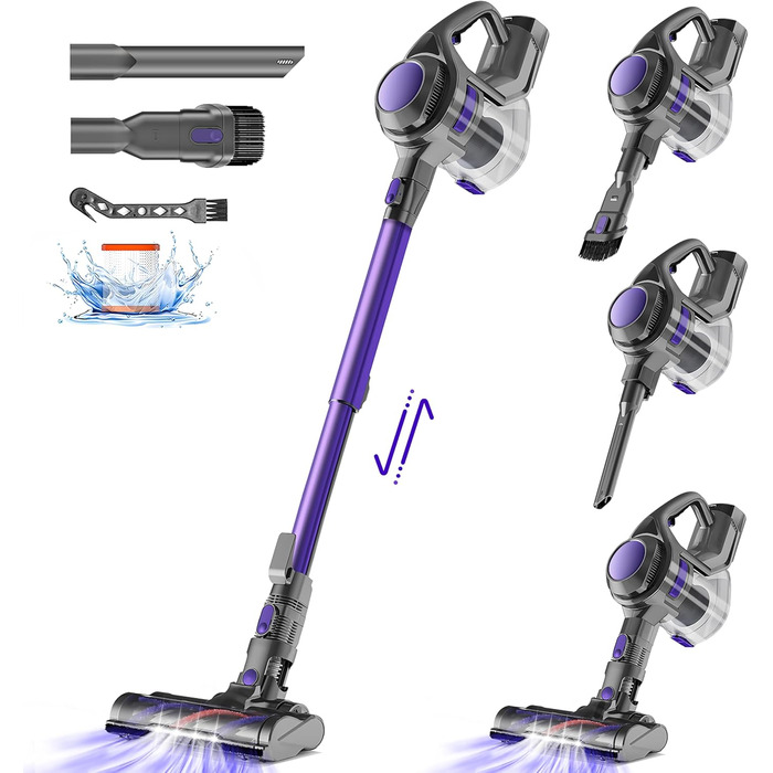 Бездротовий пилосос Authmic 40000Pa з HEPA-фільтрами, 50 хвилин роботи, 450W, для твердих поверхонь та килимів