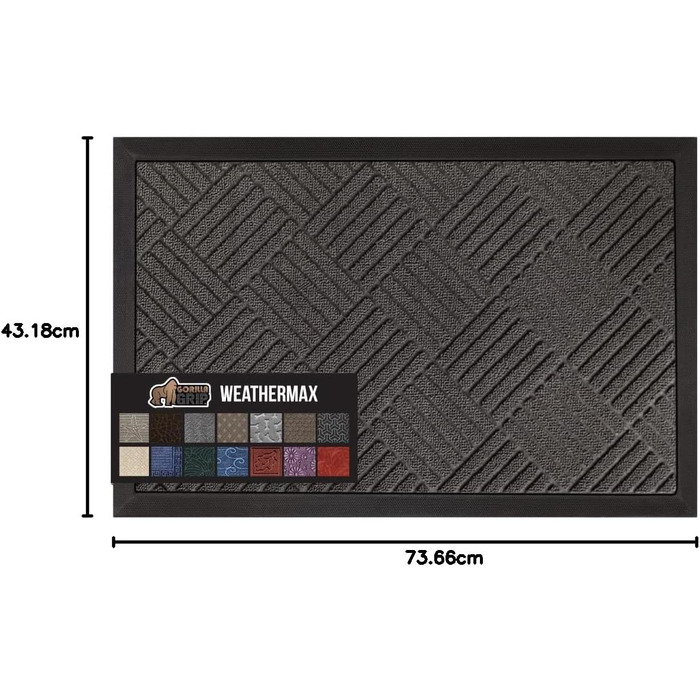 Килимок для підлоги GORILLA GRIP WeatherMax: 100% водонепроникний, для будь-якої погоди, з натурального каучуку, стійкий до плям та сонця, для дому та вулиці