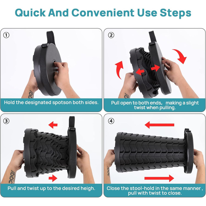 Телескопічний стілець-табурет для кемпінгу, риболовлі та дому