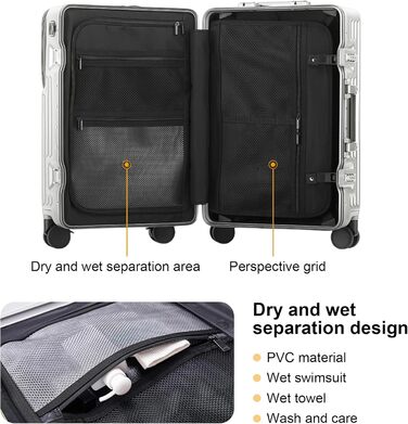 Чемодан ручної поклажі для весни/літа, дозволений для авіаперевезень, з TSA-замком, 360° колесами, PC-корпусом та міцним алюмінієвим каркасом, підходить для розмірів 20'', 24'' та 26''