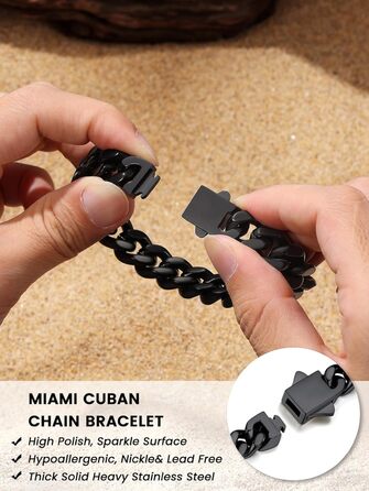 Чоловіча ланцюжок Panzerkette Miami з нержавіючої сталі Bestyle, 19/21/23 см, 5/7/9/12.5 мм, з подарунковою коробкою, чорний колір