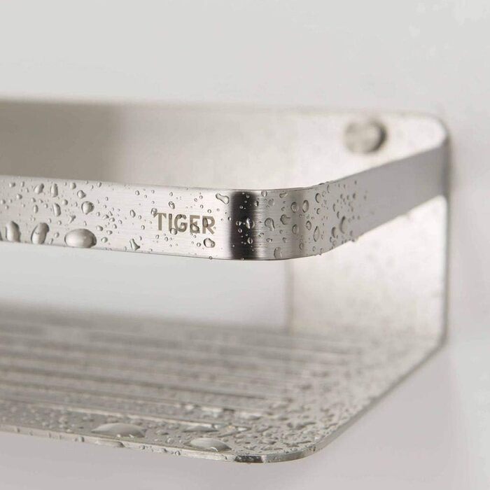 Поличка для душу Tiger Caddy прямокутна маленька, підвісна душова полиця з нержавіючої сталі, колір: хром (матовий)