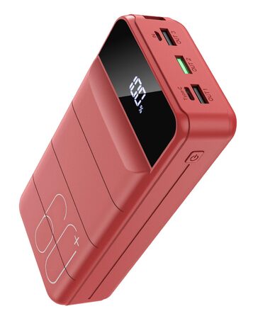 Power Bank 60000mAh 22,5W USB-C PD, Зовнішній акумулятор з 4 портами, Червоний