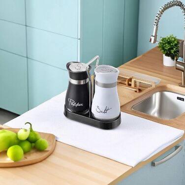 Набір солі та перцю з підставкою: скляні ємності з нержавіючої сталі, для кухні та кемпінгу