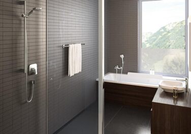 Hansgrohe Croma Select E Showerhead incl. showerhead holder, 3 spray patterns, White/Chrome, (1 spray pattern)