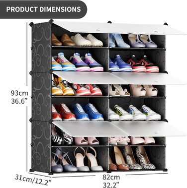 Plastic shoe cabinet, DIY simple shoe rack, narrow, with door, steel frame, stable, for hallways, bedrooms, entryways, White with Transparent Door, 2 * 6 (Black, 2x6)
