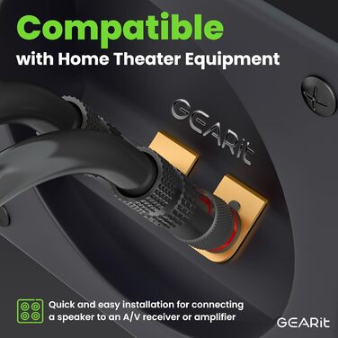 Акустичний кабель GEARit OFC 14 AWG HiFi для колонок, 2-жильний з позолоченими банановими роз'ємами, 4.57 м, чорний (2 шт. у комплекті)