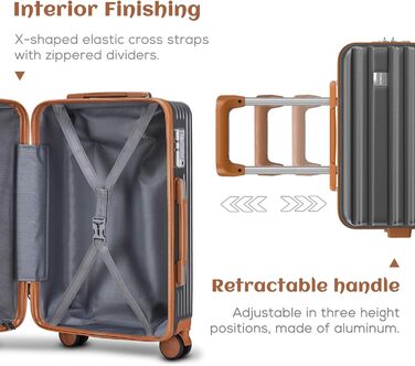 Набір валіз Joyway з ABS-пластику (сірий, ручна поклажа) з TSA-замком, 4 колеса, з сумкою та культурою