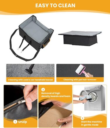 Автомобільний лежак для собак - чорний, 20 кг, M - зручний крісло-кошик для собак на переднє сидіння або заднє сидіння авто