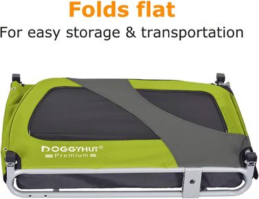 DOGGYHUT® Преміум великий велосипедний причіп для собак об'ємом 270 літрів, підходить для середніх та великих собак (Зелений)