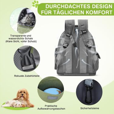 Рюкзак-переноска для котів та собак ALLSOPETS, 7.5 кг, сірий. Зручний для подорожей з внутрішнім ремінним кріпленням