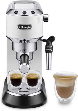 Еспресо-машина De'Longhi Dedica Style EC 685.W - компактна, з професійною капучинатором, для E.S.E. Pads, білий колір