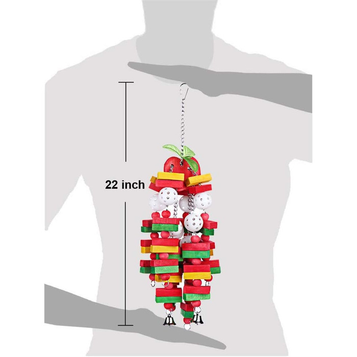 DIYARTS Wooden Parrot Toy Hanging Bird Chewing Colorful Parrot Toys Small Medium Bird Block Toy for African Grey Macaws Cockatoos Eclectus
