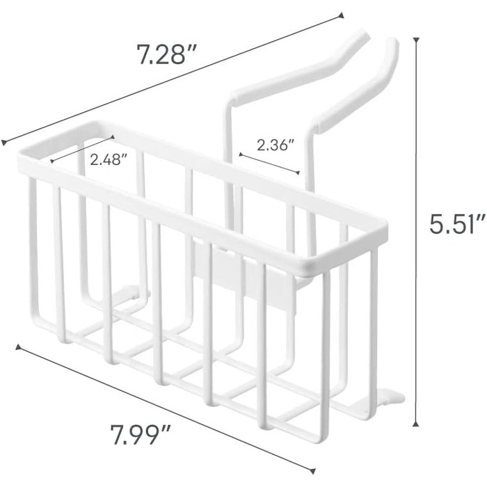 YAMAZAKI 5639 Tower Sink Organizer, White, Steel/Silicone, Minimalist Design, 20.3 x 18.5 x 14 cm (LxBxH)