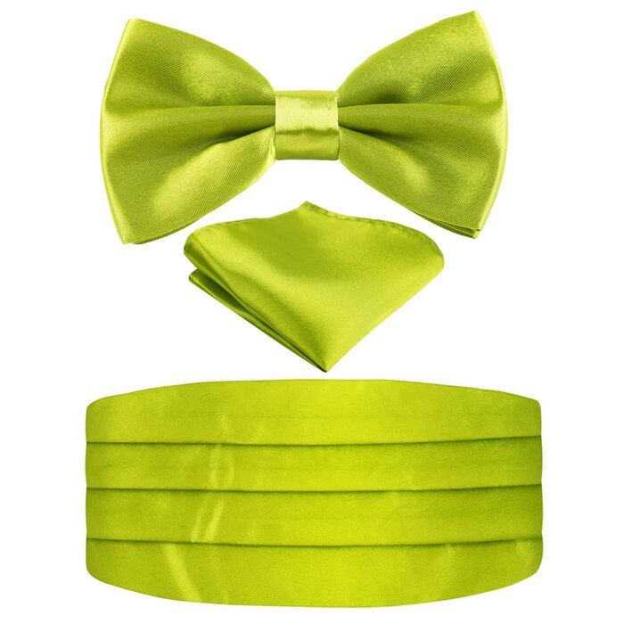 Метелик Alizeal чоловічий однотонний, з підтяжками та нагрудною хустинкою, подарунковий набір (132 - жовто-зелений)