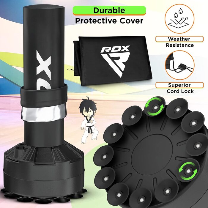 Дитячий боксерський мішок RDX Junior Standbox, рукавички для тренувань, MMA, кікбоксинг, бокс, рукопашний бій, муай-тай, 4 фути (зелений)