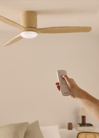 Стельовий вентилятор WINDCALM Rattan з підсвічуванням та пультом ДУ, 132 см, 40W, 6 швидкостей, 3 режими світла, таймер, літній/зимовий режим