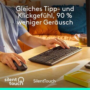 Logitech MK295 Комплект бездротової клавіатури та миші з технологією SilentTouch, QWERTZ, USB, чорний (5 шт.)