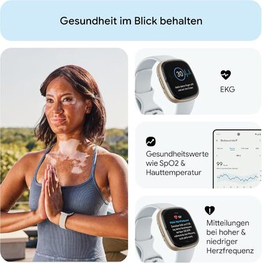 Розумний годинник Fitbit Sense 2 – фітнес-трекер з GPS, EKG та аналізом сну – сумісний з Android/iOS – колір Nebelblau (туманно-блакитний)