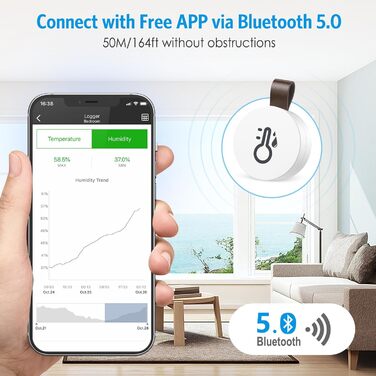 Brifit Bluetooth Thermometer Hygrometer, Digital Thermometer Hygrometer with APP & Data Storage, Temperature Humidity Sensor for Home, Office, Greenhouse, Wine Cellar, 3 Pack