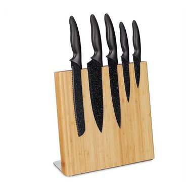 Relaxdays Magnetic Bamboo Knife Block