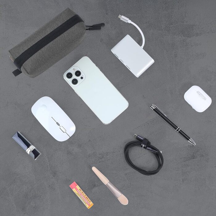 Органайзер для кабелів SIMTOP: компактний кейс для аксесуарів, SD-карт, Powerbank, ідеальний для подорожей, офісу та фотографії (зелений/сірий)