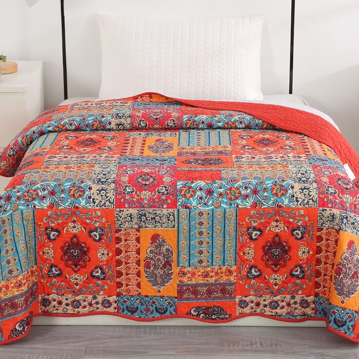 Qucover Pillowcase Set of 2, 50x75cm, Cotton+Microfiber Pillow Covers Colorful, Boho Pillowcase 50x75cm, Pillow Cover with Patchwork Pattern, Decorative Pillowcase for Sofa Bedroom Living Room 75 x 50 cm, 2 Pieces