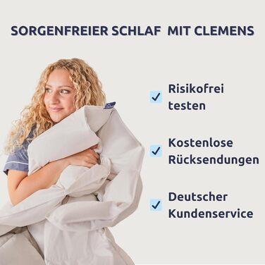 CLEMENS All-Season Duvet Down Duvet 135x200 cm - Box-Quilted Duvet with 100% European Down - 4-Season Duvet Made in Germany, Heat-Regulating All-Season Down Duvet with Öko-Tex Seal All-Year-Round 135 x 200 cm