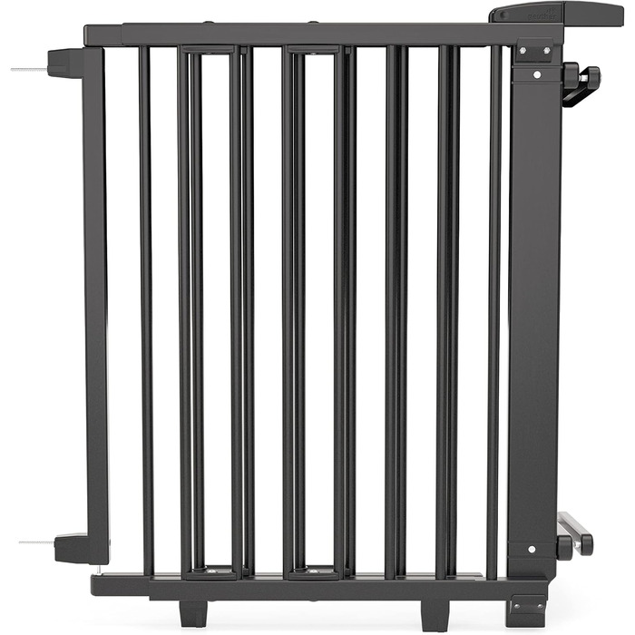 Безпечне ворота Geuther Oris для дитячого захисту на сходах | Дерев'яне ворота з дверцятами, ширина 67-95 см, чорний колір, з кріпленнями для поручнів