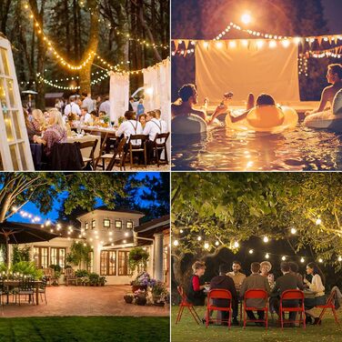 LED гірлянда GLUROO для вулиці, 7.6м, 12+1 лампочки G40, вологостійка, тепле світло, для саду, вечірок