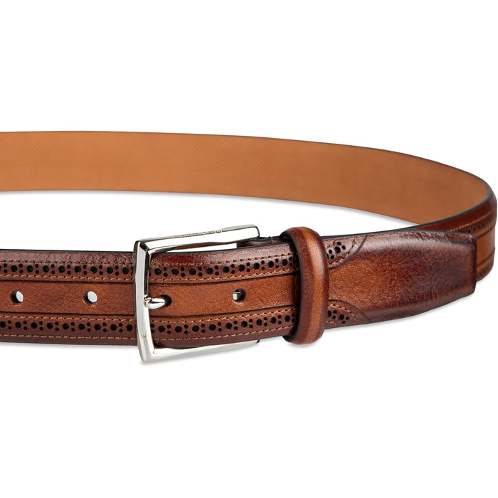 Чоловічий шкіряний шкіряний ремінь Cole Haan Brogue, 32 розміру, світло-коричневого кольору